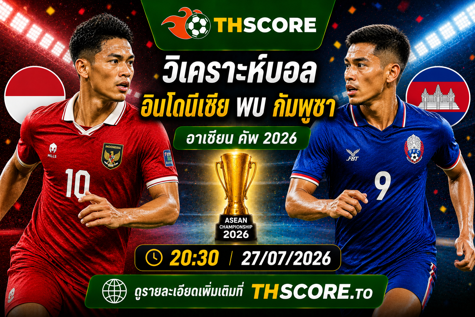 วิเคราะห์บอล อินโดนีเซีย พบ กัมพูชา 20h30 วันที่ 27/07 – อาเซียน คัพ 2026